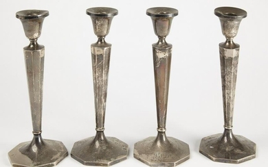 4 Vintage Matching Sterling Candlesticks