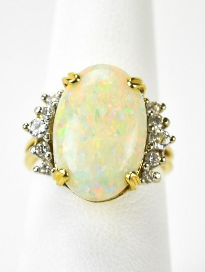 4.42 Carat Opal Diamond & 14kt Yellow Gold Ring