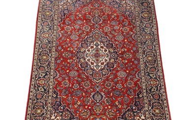4'7 x 7'8 Hand-Knotted Signed Persian Kashan Area Rug