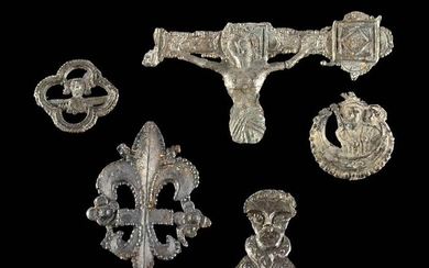 5 Medieval English + French Pewter Pilgrim Badges