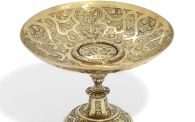 A GERMAN SILVER-GILT TAZZA, AUGSBURG, DATED 1628, MAKER'S MARK INDISTINCT