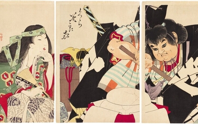 TSUKIOKA YOSHITOSHI (1839–1892) YAMA UBA AND KINTARO BREAKING OPEN THE STOREHOUSE (KURA BIRAKI) MEIJI PERIOD, 19TH CENTURY