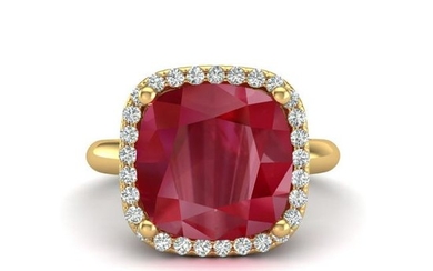 6 ctw Ruby & Micro Pave VS/SI Diamond Certified Ring