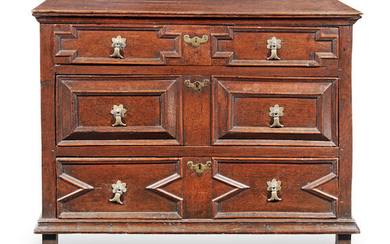 A joined oak chest of drawers, English, circa 1700