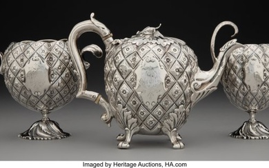 74031: A Three-Piece George III Silver Partial Tea Serv