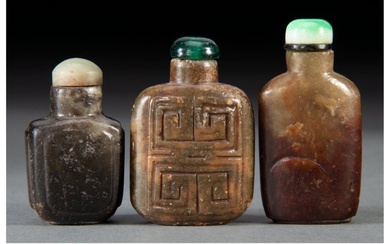 78331: A Group of Three Chinese Carved Hardstone Snuff