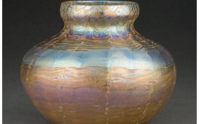 79031: Early Tiffany Studios Decorated Favrile Glass Va