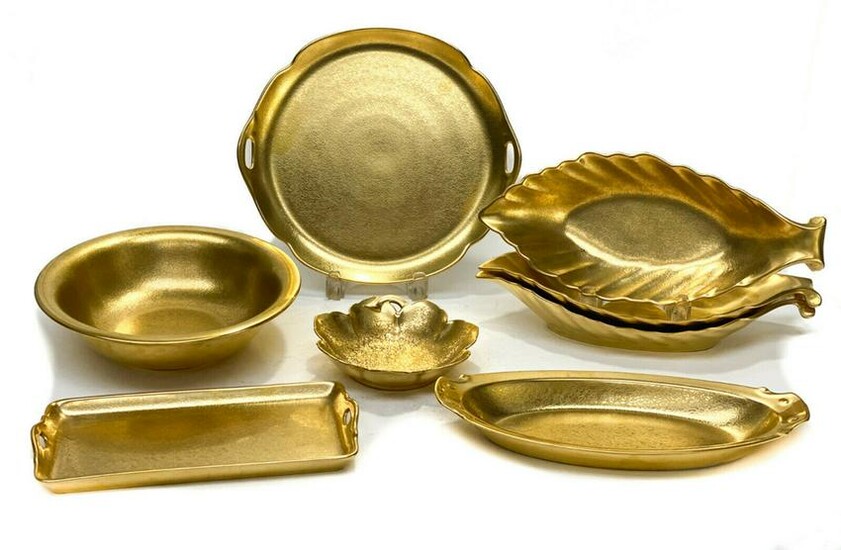 8 Pickard Porcelain Gold Encrusted Serving Dishes