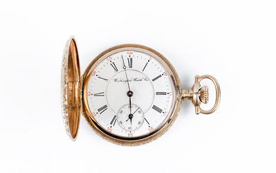 95,4 - Reloj saboneta USA, WASHINGTON WATCH Co., en caja de oro...