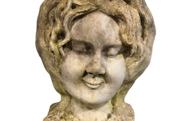 A 19TH CENTURY ITALIAN CARVED MARBLE BUST (POSSIBLE MEDUSA)....