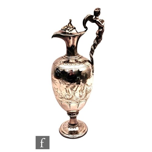 A 19th Century silver plated ewer claret jug decorated with ...
