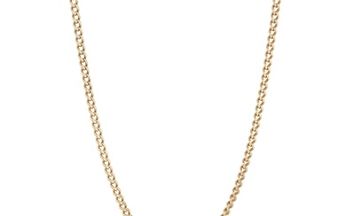 A 9ct gold flat curb-link necklace, with bolt ring clasp, im...