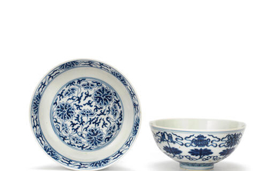 A BLUE AND WHITE 'BAJIAXIANG' BOWL AND A BLUE AND WHITE 'LOTUS' DISH