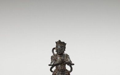 A BRONZE FIGURE OF A GUARDIAN KING, MING