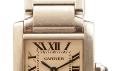 A Cartier Tank Francaise lady's steel cased bracelet watch