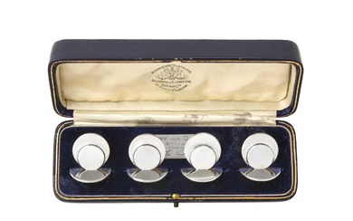 A Cased Set of Four George V Silver Place-Card Holders by Goldsmiths and Silversmiths Co. Ltd., London, 1929