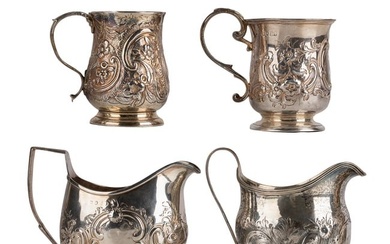 A Collection of Georgian and Victorian Sterling Cream Pitchers