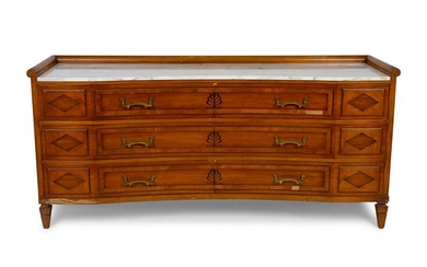 A Directoire Style White Marble Top Mahogany Dresser
