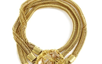 A Dutch gold three row bracelet