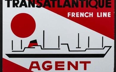 A FRENCH TRANSATLANTIC FREIGHT AGENT PORCELAIN SIGN