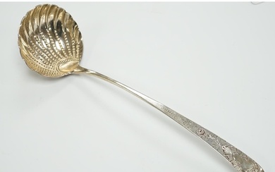 A George III Irish silver Old English pattern soup ladle, Mi...