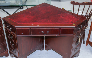 A Georgian Style Mahogany Corner Desk