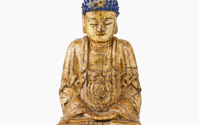 A Gold Laquered Wood Buddha Figure