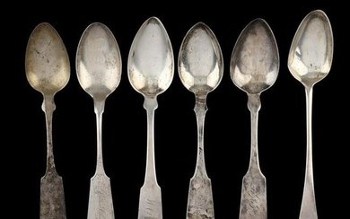 A Grouping of Six American Coin Silver Tablespoons