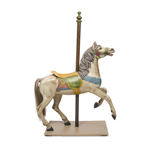 A Gustav Dentzel Polychrome Painted and Carved Wood Carousel Horse