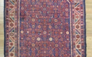 A HANDKNOTTED PURE WOOL VINTAGE PERSIAN HAMADAN RUG