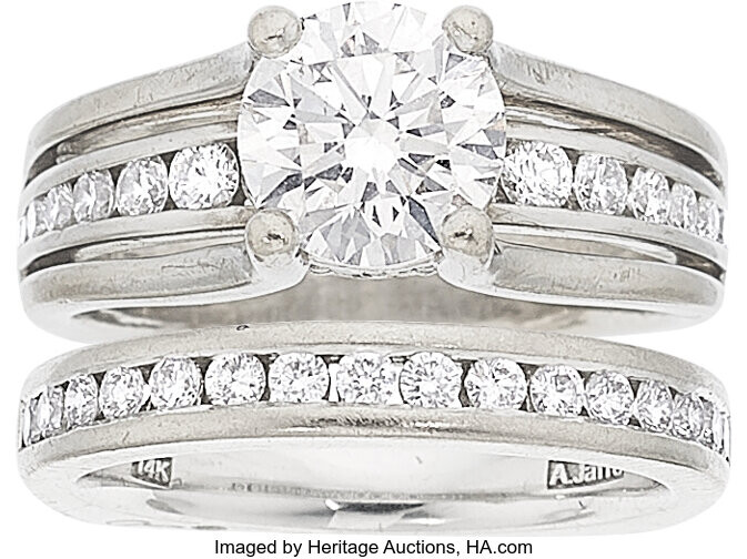 A. Jaffe Diamond, White Gold Ring Set Stones: Round...