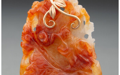 A Japanese Jadeite Pendant of a Qilin