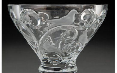 A Lalique Clear and Frosted Glass Verone Bowl (post-1945)