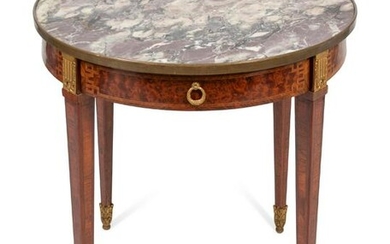 A Louis XVI Style Inlaid Marble Bouillotte Table Height