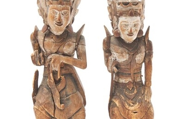 A PAIR OF BALINESE FIGURES OF DANCERS CIRCA 19TH CENTURY