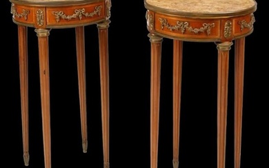 A PAIR OF LOUIS XVI STYLE DORE BRONZE MOUNTED MAHOGANY GUERDIONS