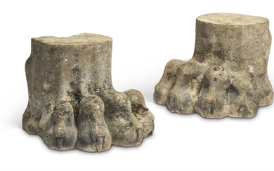 A PAIR OF REGENCY STONE LION PAWS, EARLY 19TH CENTURY