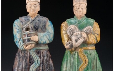 A Pair of Chinese Ming Dynasty Glazed Earthenwar