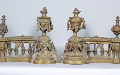 A Pair of Continental Cast Brass Chenet, modelled as...