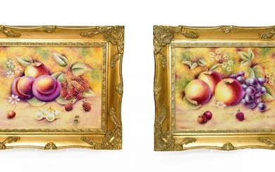 A Pair of Royal Worcester Style Porcelain Plaques, by Bryan...