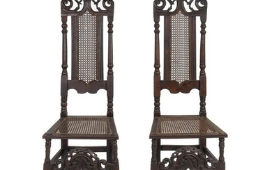 A Pair of William & Mary Style Side Chairs Height 50 x