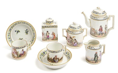 A RUSSIAN TETE-A-TETE SET, IMPERIAL PORCELAIN MANUFACTORY, ST PETERSBURG, CATHERINE II PERIOD (1762-1796)