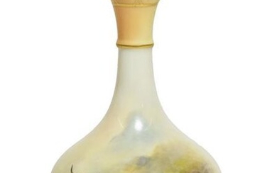 A Royal Worcester Porcelain Bottle Vase, by Harry Stinton, circa...