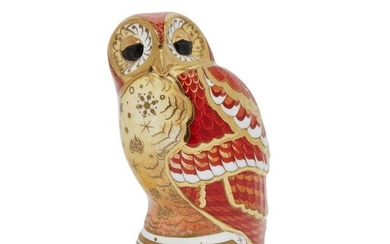 A Royal Worcester porcelain Imari candle snuffer modelled as a tawny owl, from The Connoisseur Collection, printed marks, 12cm high