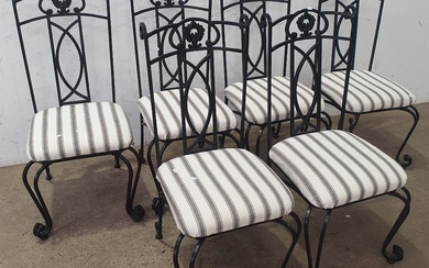 A SET OF SIX METAL OUTDOOR CHAIRS