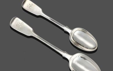 A Set of Eight Victorian Silver Dessert-Spoons and Six Table-Spoons,...