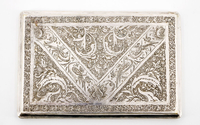 A Silver and Parcel Gilt Cigarette Case, Persia, 19th century