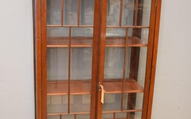 A VICTORIAN TIMBER AND GLASS DISPLAY CABINET (175H x 77W x 39D CM) (LEONARD JOEL DELIVERY SIZE: LARGE)