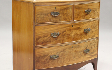 A Victorian mahogany bowfront chest of two short and two long drawers, on bracket feet, height 88cm