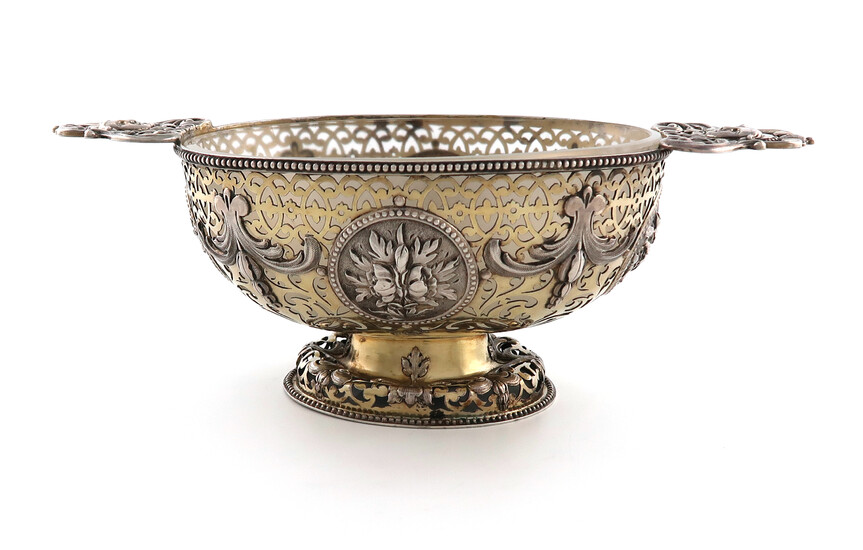 A Victorian two-handled parcel-gilt silver bowl